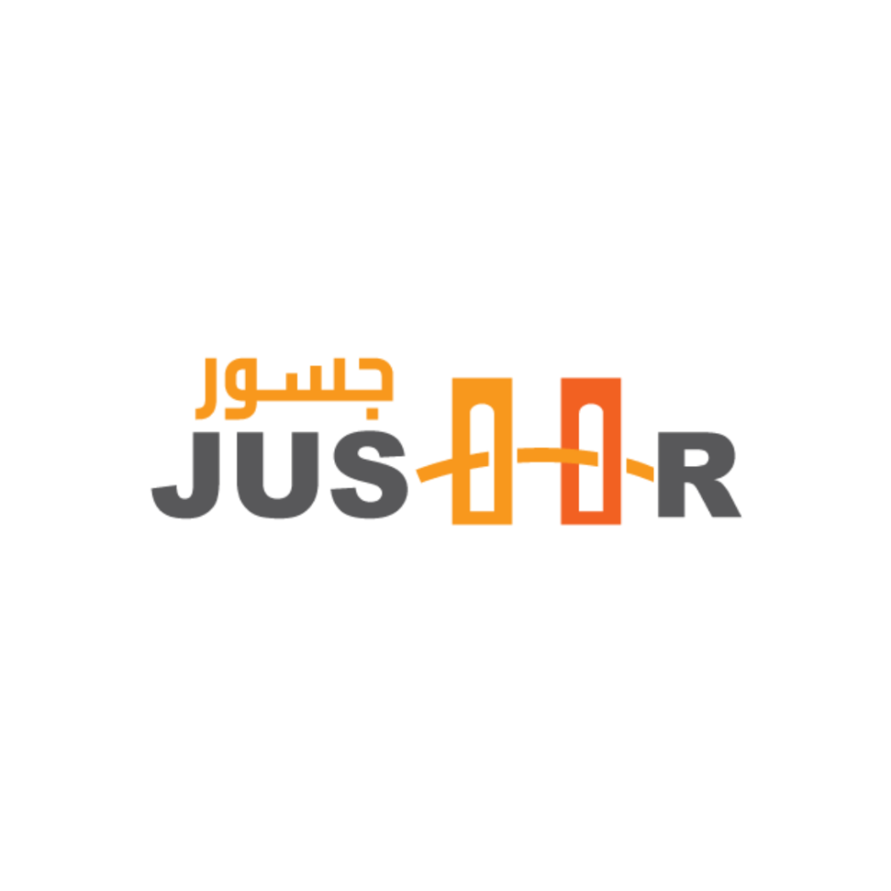 Logo with the word "Jusoor" in English and Arabic.
