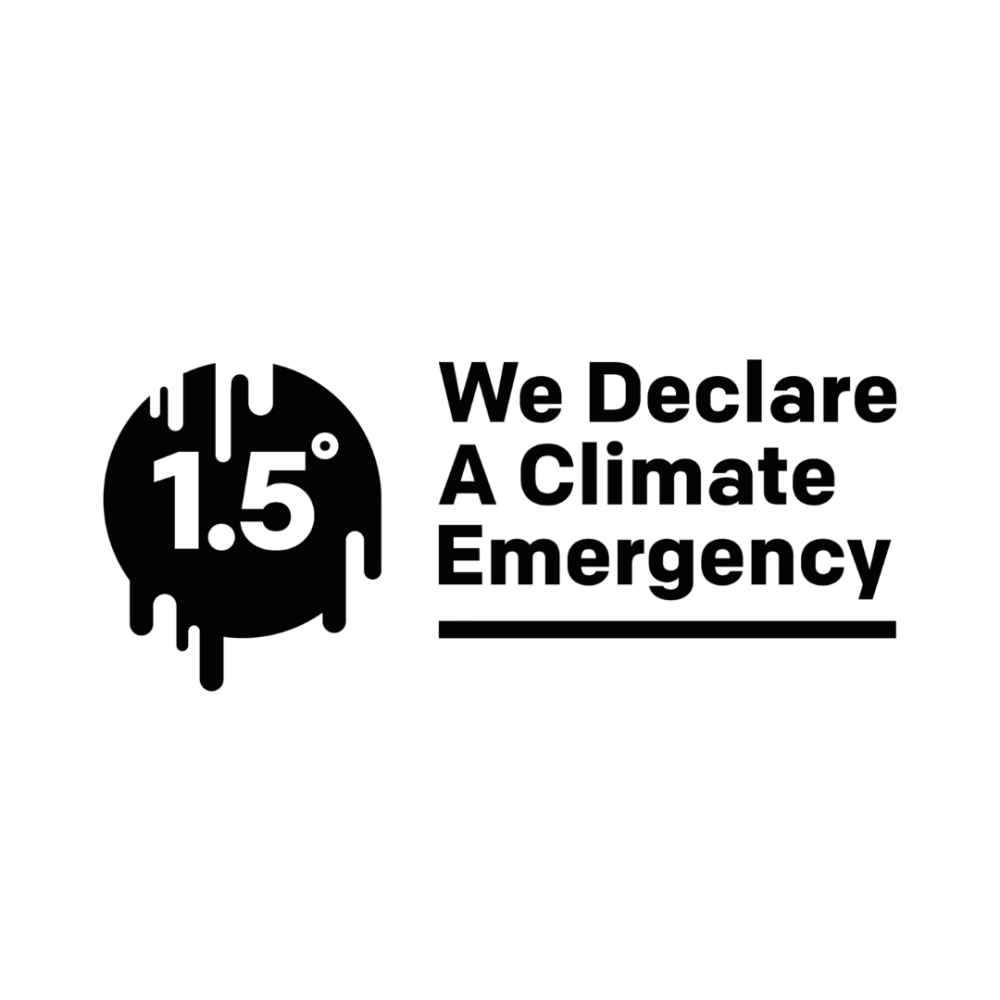 1.5° We Declare A Climate Emergency logo.